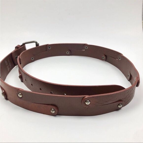 Brown Leather Belt Large 39" Aventura Hubbard nail head - Picture 2 of 6